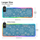 Christmas Snowflakes Stars Wireless Charging Mouse Pad for Mobile Phone Extra Large Gaming Mousepad with 13 Lighting Modes Computer Mat for MacBook PC Laptop Desk Office Home Gaming